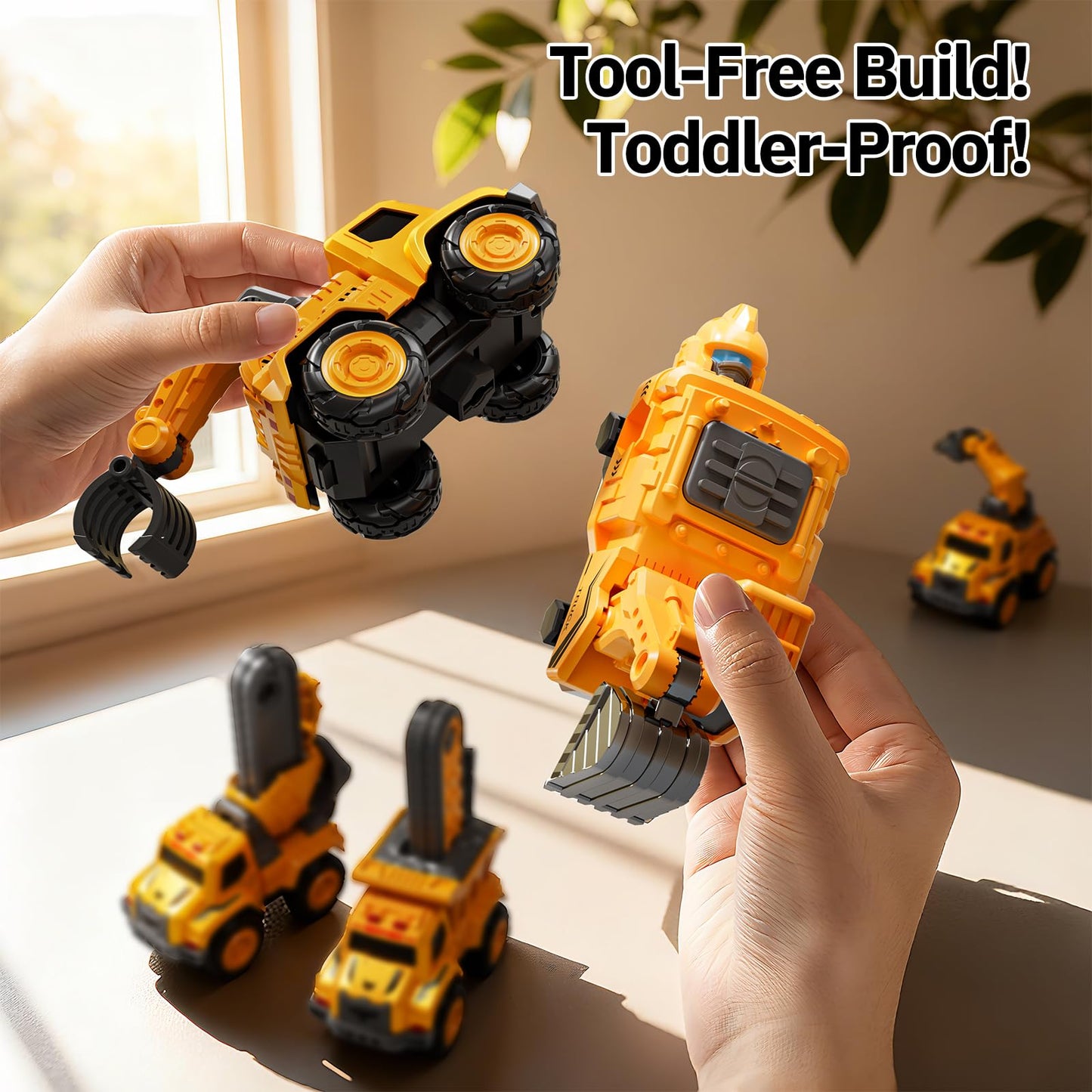 KIZONLY Transform Toys for Boys 4-6, 5 in 1 Take Apart Toys for Boys 3-5, Construction Excavator Transform Assembling Robot Toy for Kids, Educational Birthday Gift for 4 5 6 7 8 Year Old Boy Girls