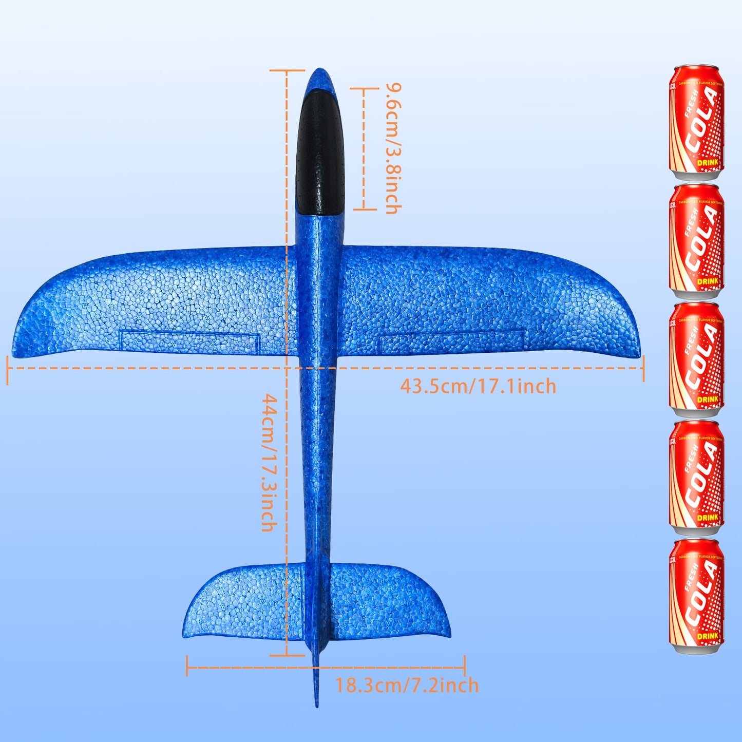 VCOSTORE 4 Pack Foam Airplanes for Kids, 17.5'' Large Throwing Foam Glider Planes Toys,Flying Styrofoam Kid Airplanes Toy for 3 4 5 6 7 8 9 10 11 12 Year Old Boys Girls with Outdoor Sports Play