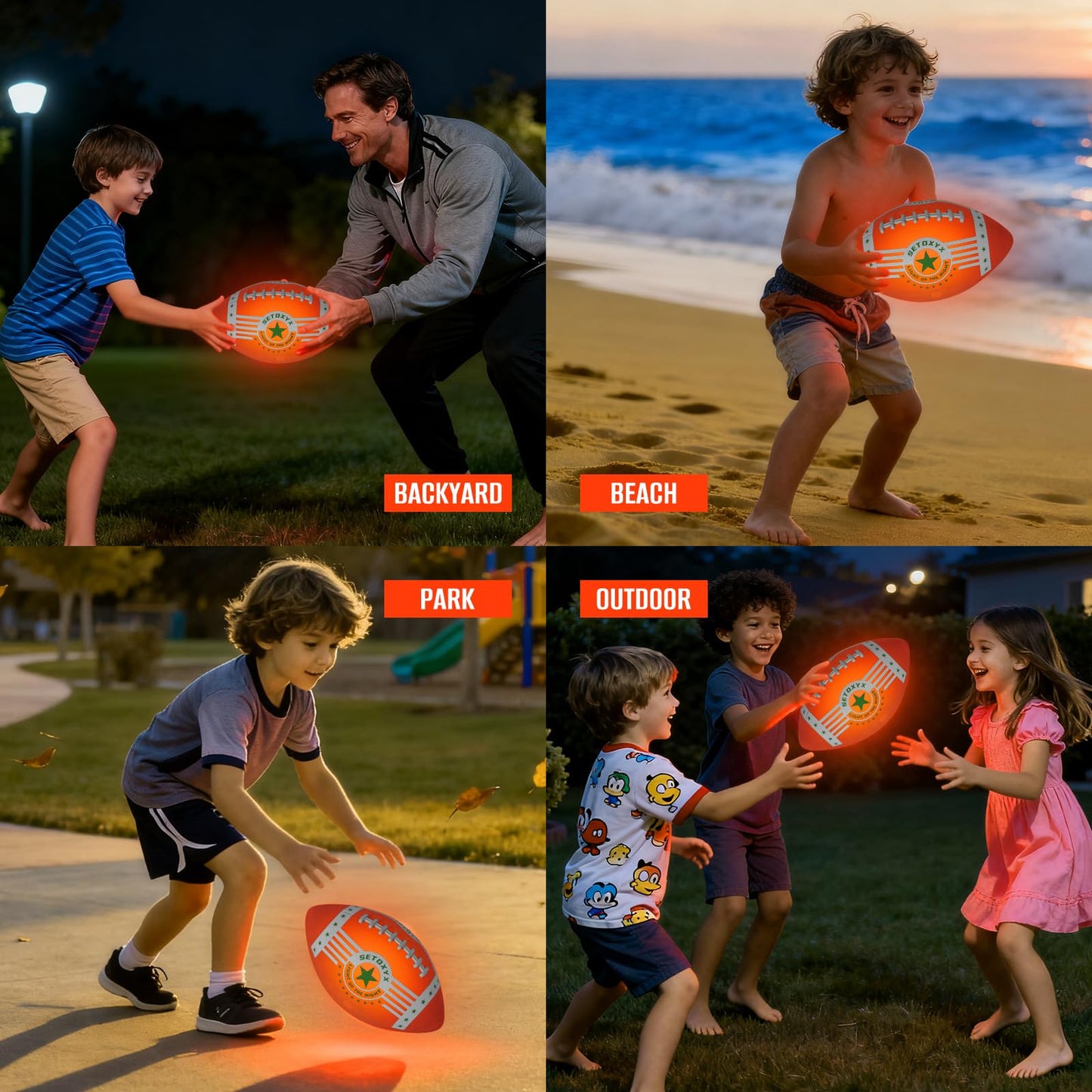 SETOXYX Glow in The Dark Football, Light Up Football for Night Outdoor Sports Games, Official Size 6, Gifts for Boys Teens, Birthday Gift Ideas Toys for Boys Ages 7 8 9 10 11 12 13 14 15