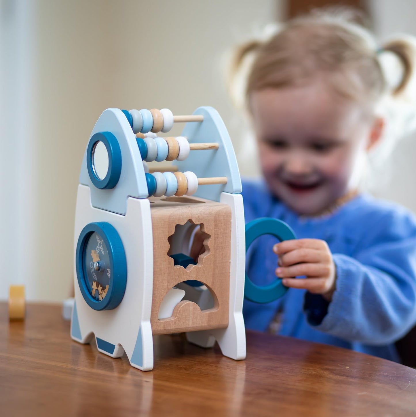 Smartwo Wooden Space Toy for Baby, Montessori Toys for Babies, Toddler Rocket Toy, Sensory Activity Cube Learning Game, 1st Birthday Gift for Boys and Girls