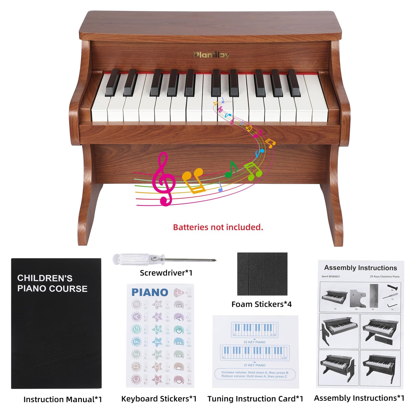 PLAMILOY Kids Piano, Toddler 25-Keys (Upright) Wooden Digital Keyboard Piano, First Instrument Toy for Baby Beginner 3 Ages+, Surprise Educational Early Learning Birthday Gift for Boys Girls