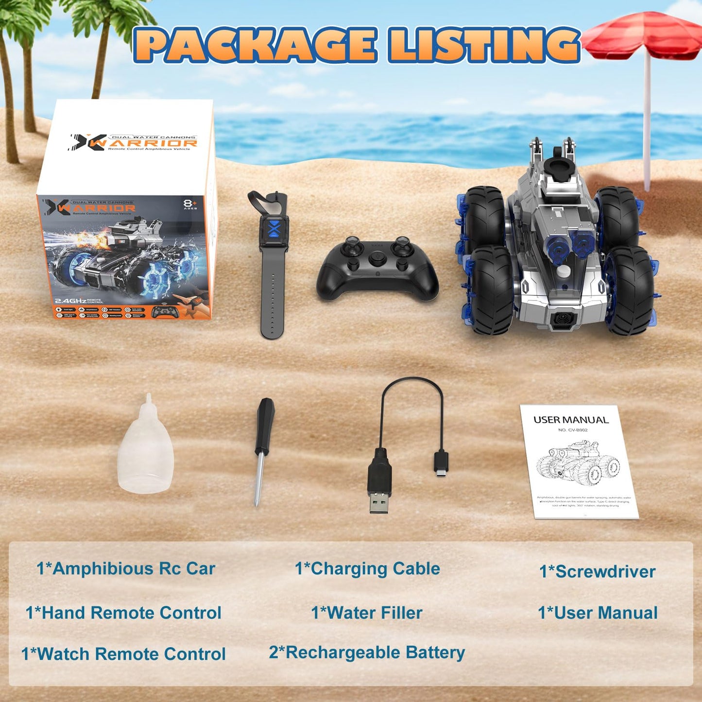 Amphibious Remote Control Car with Water Gun,Waterproof Monster Truck Rc Boat Water Tank Swimming Pool Toys,Gesture Sensing RC Stunt Cars,Birthday Gifts for Boys Girls Teens 8 9 10 11 12 13+ yrs