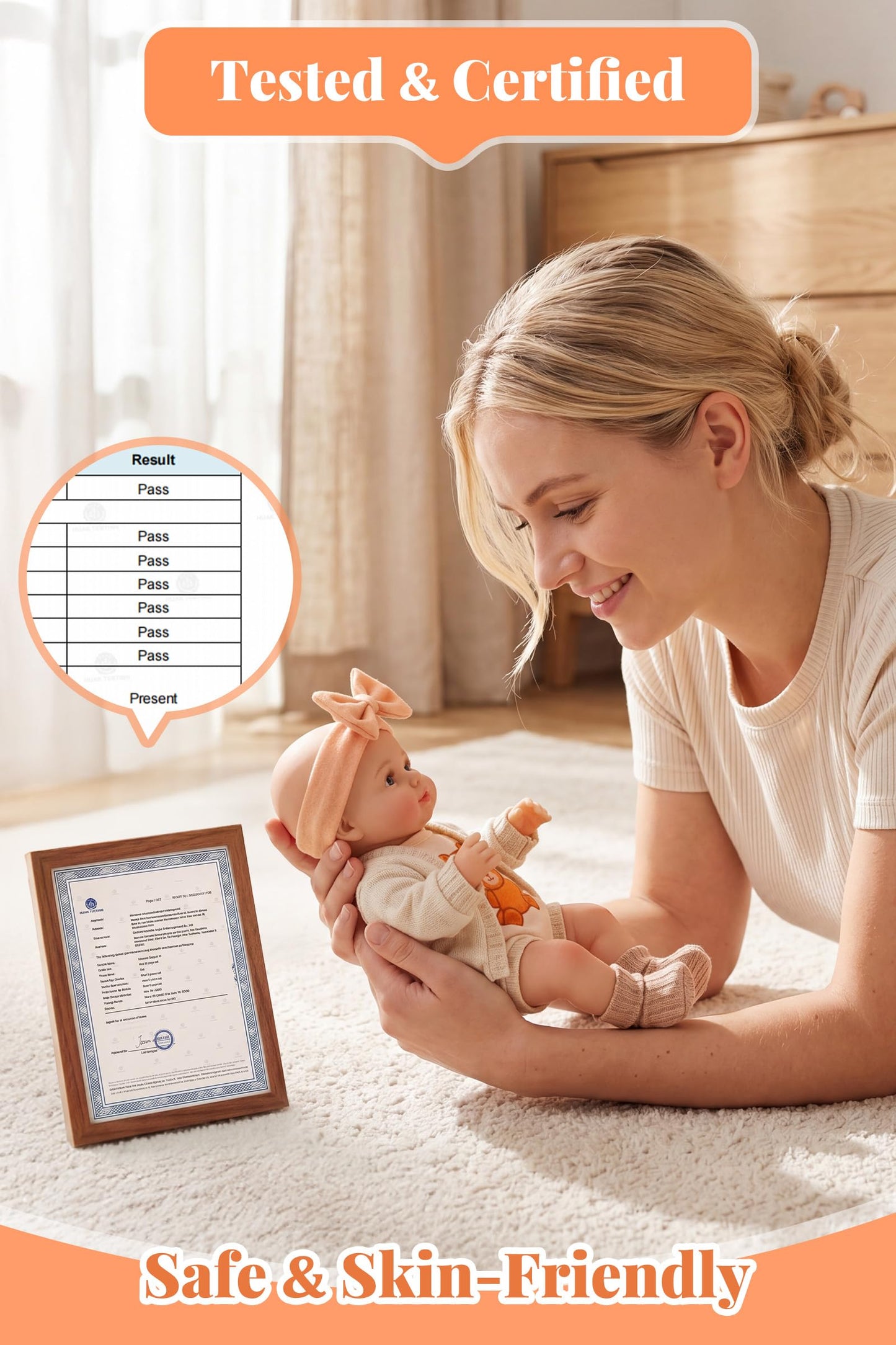 BABESIDE 12 Inch Realistic Full Vinyl Baby Doll Set, Lifelike Small Reborn Baby Doll with Clothes & Accessories, Pretend Play Baby Doll Toys for Girls Ages 3+, Ideal for Birthday
