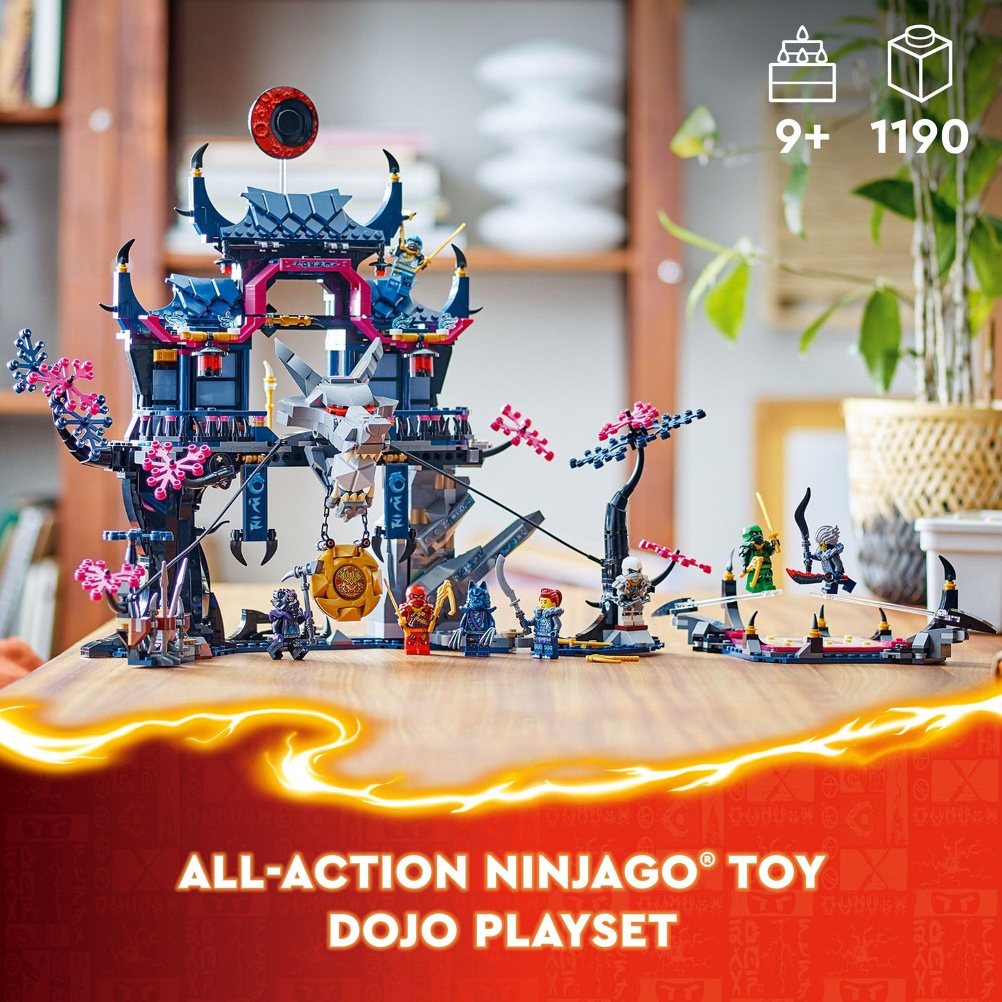 LEGO Ninjago Wolf Mask Shadow Dojo Building Toy - Pretend Play Ninja Figures & Playset - Toys for Boys & Girls, Ages 9+ Years - W/ 8 Minifigures - 71813