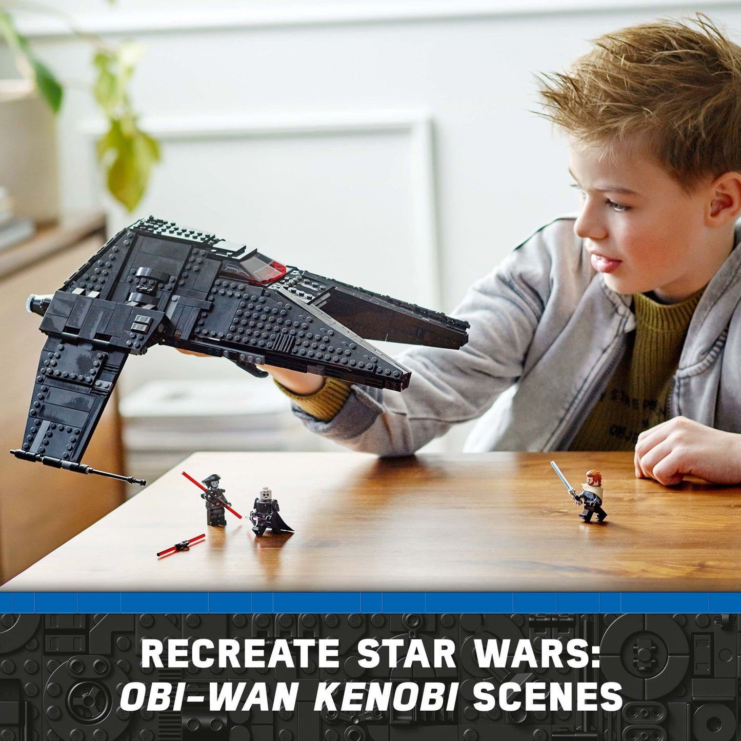LEGO Star Wars Inquisitor Transport Scythe 75336 Buildable Toy Starship, OBI-Wan Kenobi Set, Ben Kenobi Minifigure with Blue and Double-Bladed Red Lightsabers