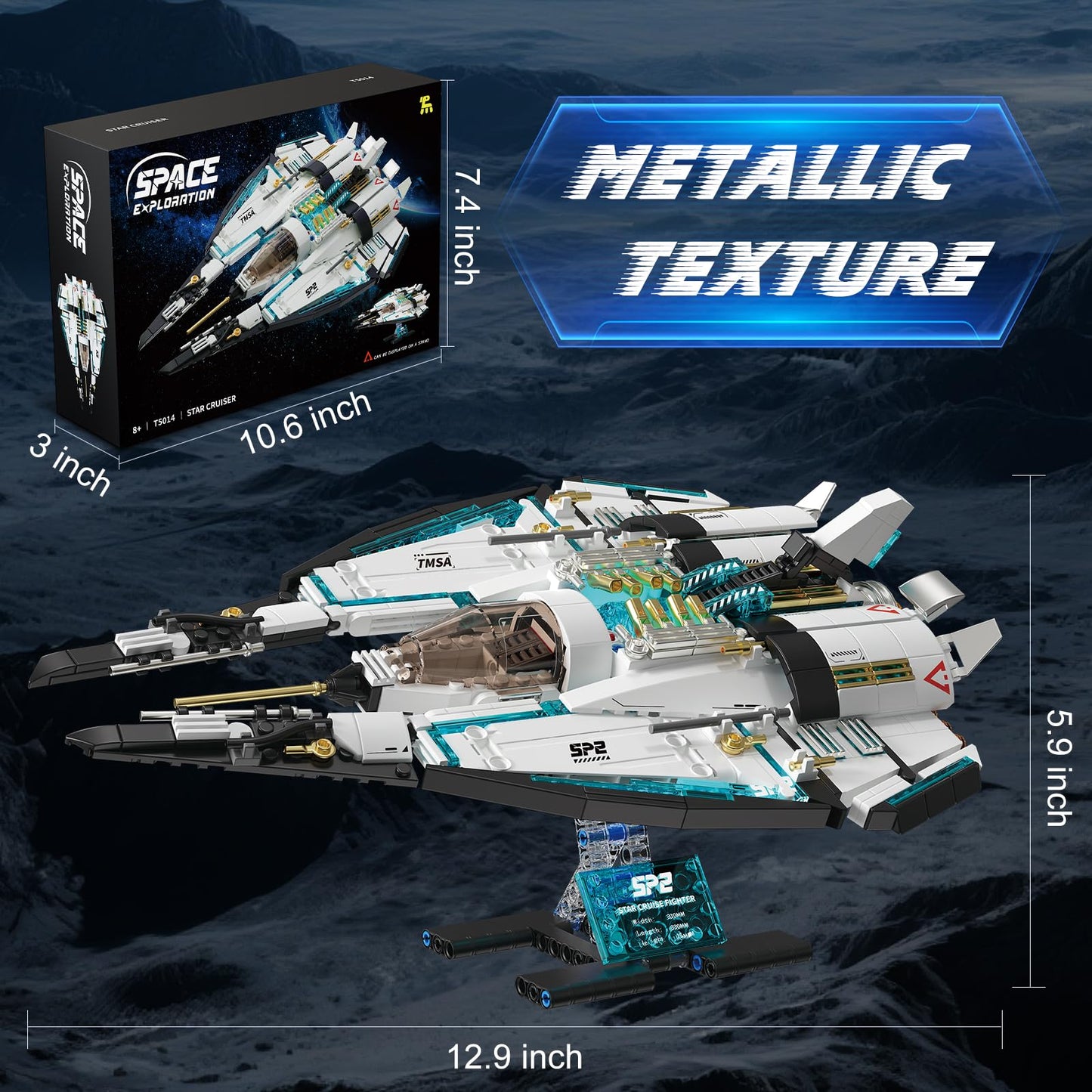 DADMCFD Spaceship Building Blocks Set for Boys Ages 8-12, STEM Space Toys for Kids to Assemble a Space Shuttle with Light, Best Present for Boys and Girls Aged 8+ (739PCS)