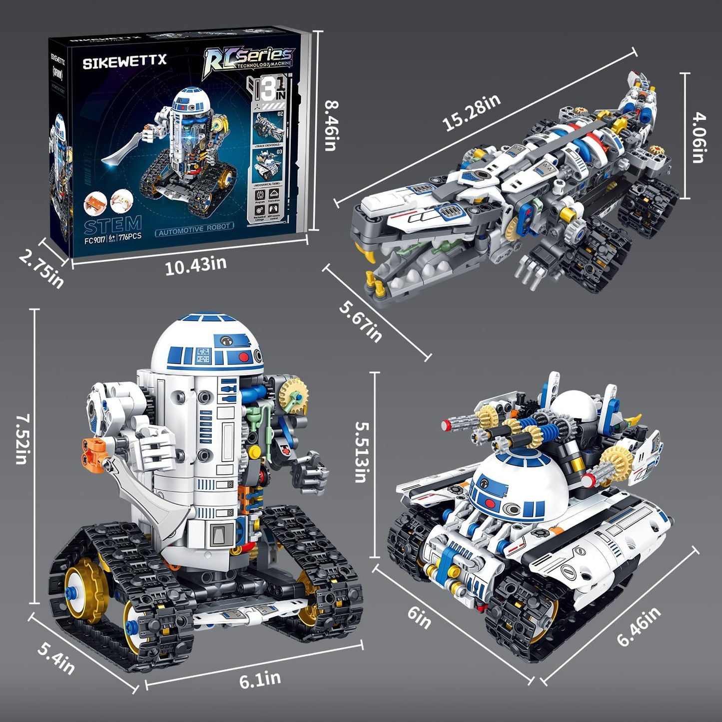 3 in 1 STEM Robotics Building Kit, 776 PCS APP/Remote Control Robot Space Wars Toy Building Block Sets, Compatible with Lego Robotics Control & Programming Robot Birthday Gifts for Boys Age 8-14+