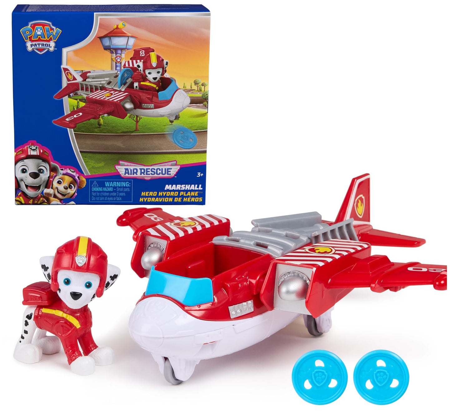 Paw Patrol: Air Rescue Marshall Action Figure & Hero Hydro Airplane Toy with Projectile Launcher & 2 Projectiles, Kids Toys for Boys & Girls Ages 3+
