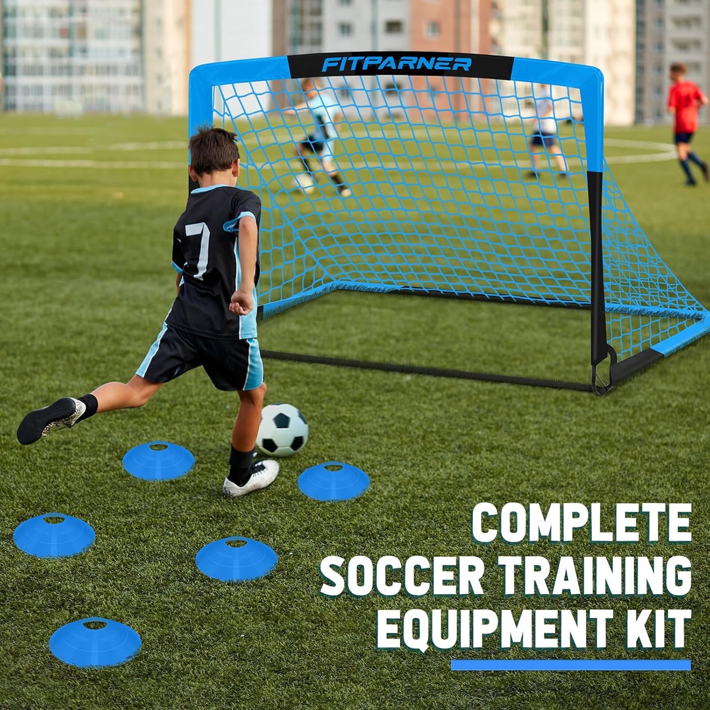 Kids Soccer Goals for Backyard Set - 2 Set of 4X3 ft Soccer Nets for Kids Age 3-14,Portable Pop Up Soccer Training Equipment Kit with Soccer Ball,Cones for Toddler Youth Outdoor