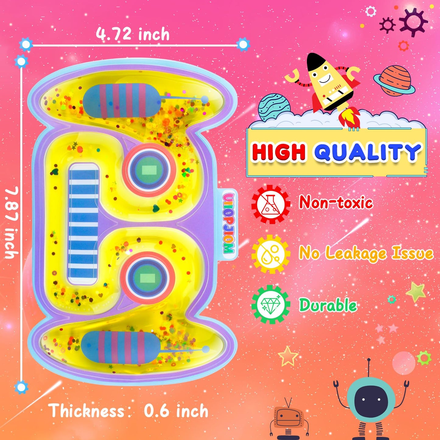 UIIOPJIOM 2PC Autism Sensory Toys Easter Basket Stuffers for Boys, ADHD Autistic Airplane Travel Toys, Cool Squishy Robot Fidget Tube Stress Relief Toy for Classroom (Blue&Yellow)