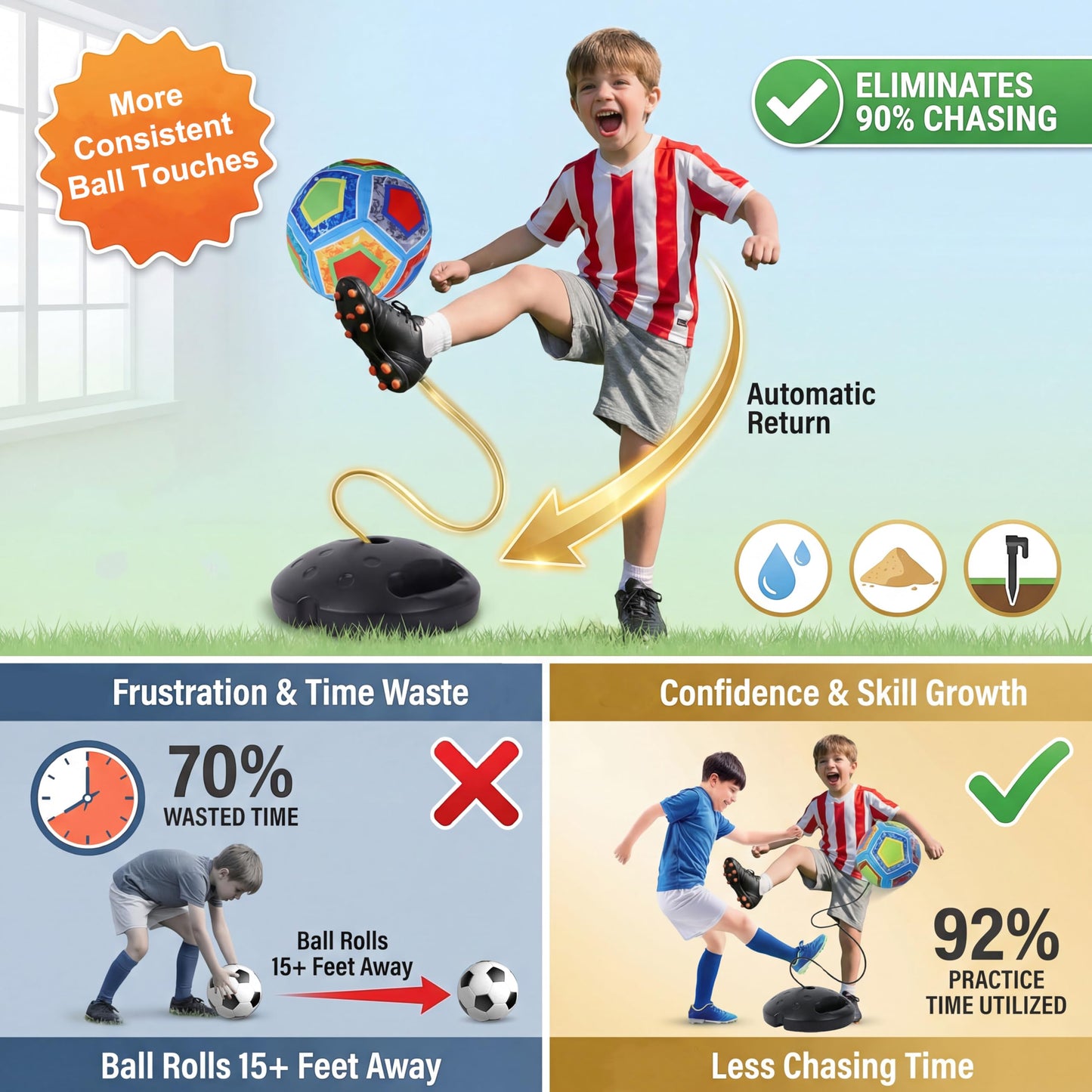 COUOMOXA Sports Soccer Toys for Kids: Interactive Soccer Toy with Rebound - Soccer Gift for 3 4 5 6 7 8-12 Year Old Boys Backyard Indoor 2-in-1 Football Games - Birthday Gifts for Ages 3-12
