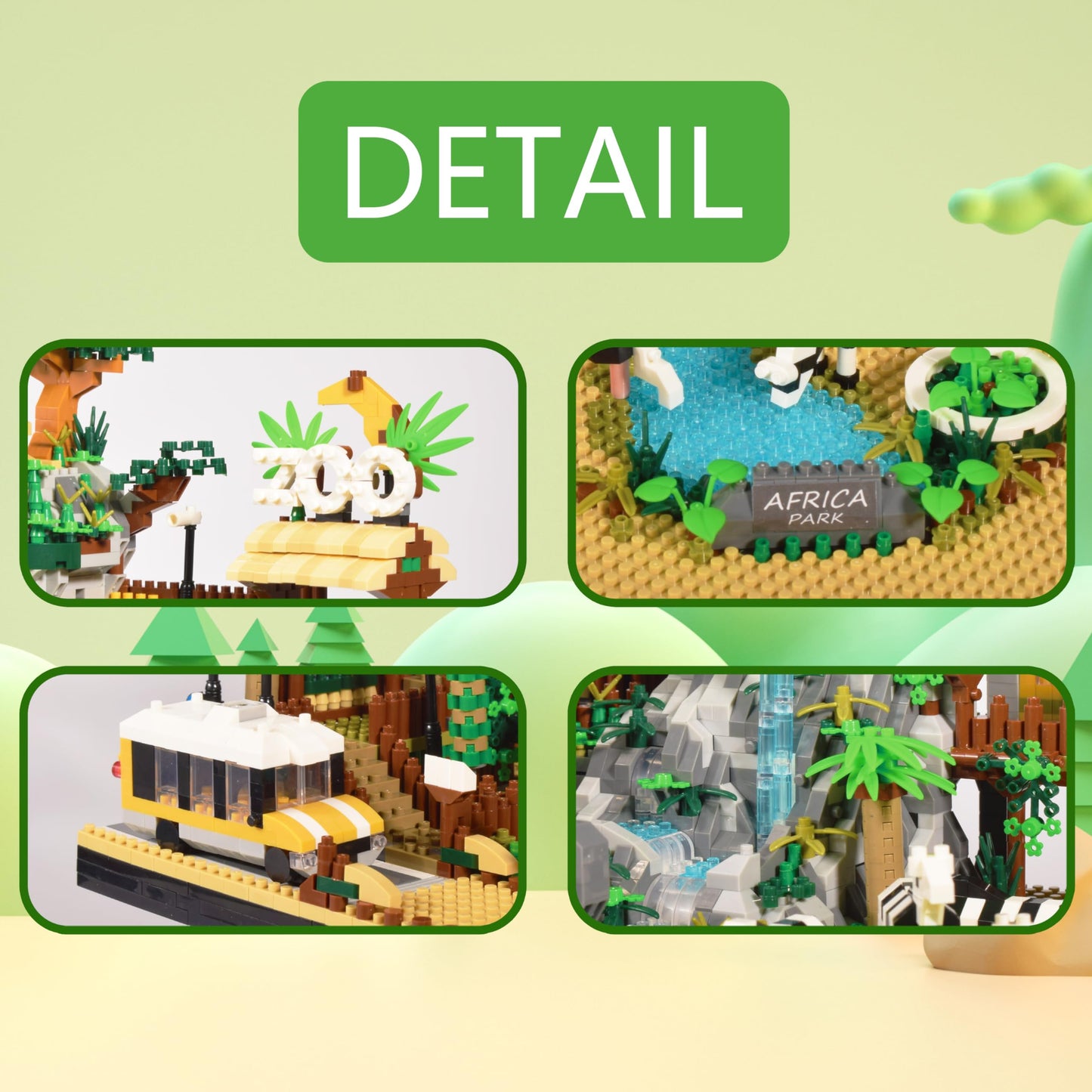 wriyvngs Zoo Micro Building Blocks Set, Desert Wildlife Animals Park Building Kit with Lions, Elephants, Zebras and Safari Truck, Home & Office Decor, Birthday for Adults and Age 14+ (4800PCS)