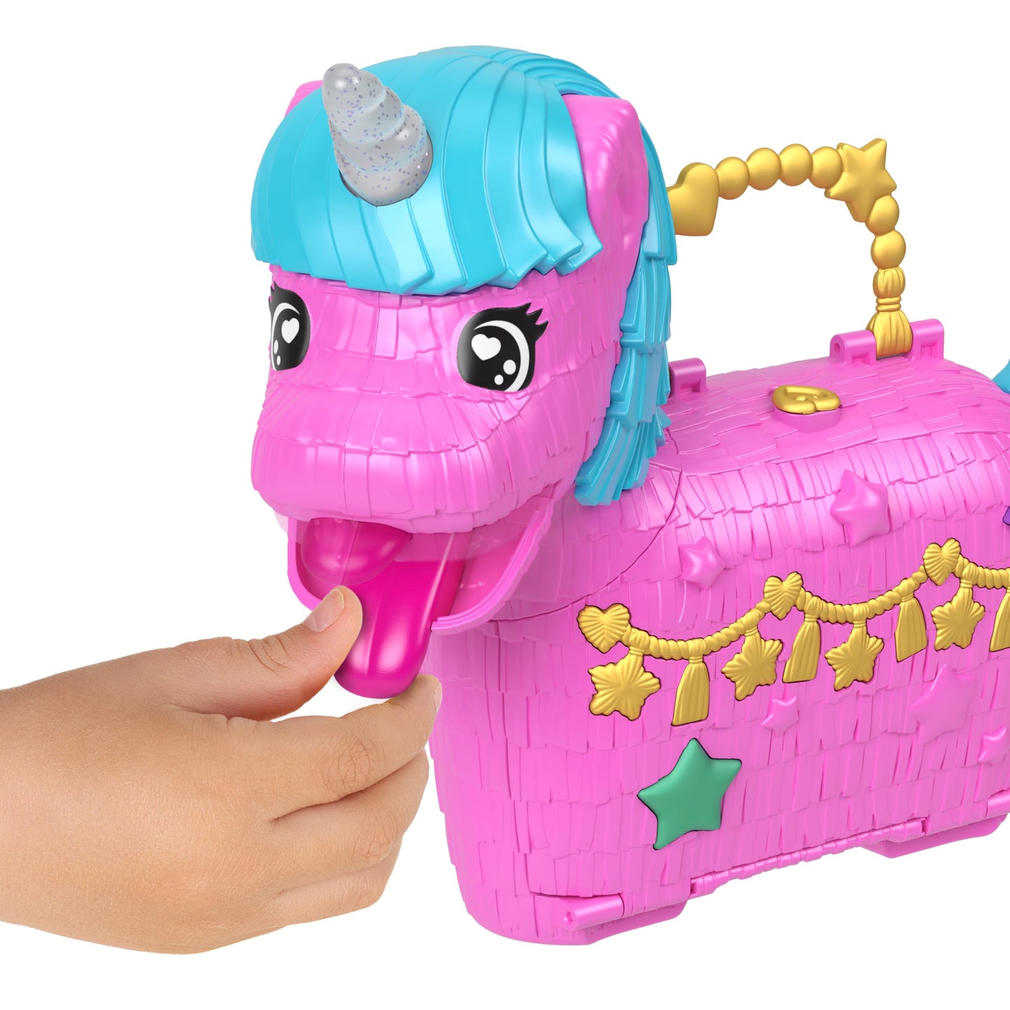 Polly Pocket Unicorn Partilandia Pinata Pencil Case with 2 Mini Dolls & 25 Party Themed Accessories, Toy +4 Years (HYD96)