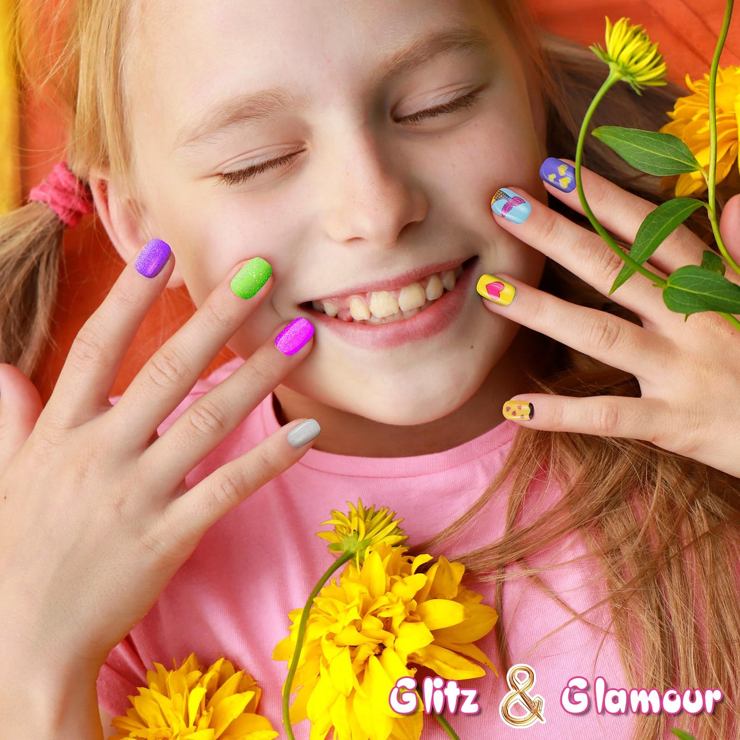 QoQlz Kids Nails Polish Set for Girls with Hair Gem Stamper Kit, Nail Art Kit for Kids Ages 7-12 - Cool Girly Stuff - Birthday Gifts for Girls 6 7 8 9 10 11 12 Years Old
