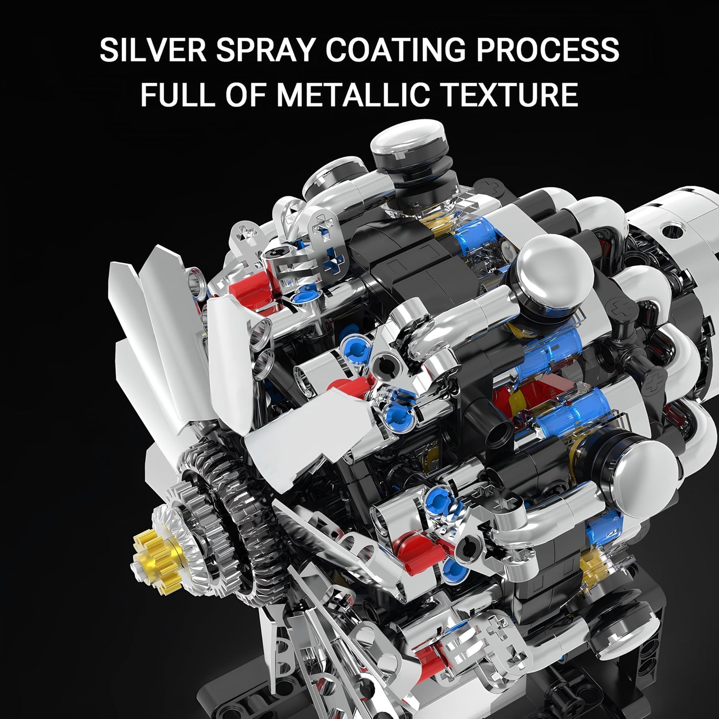 V8 Engine Model Kit That Runs on Electricity - 558-Piece Mini Turbofan Jet Engine Kit with Rechargeable Electric Motor Realistic Continuous Blade Rotation STEM Airplane Toy for Adults & Kids Ages 14+