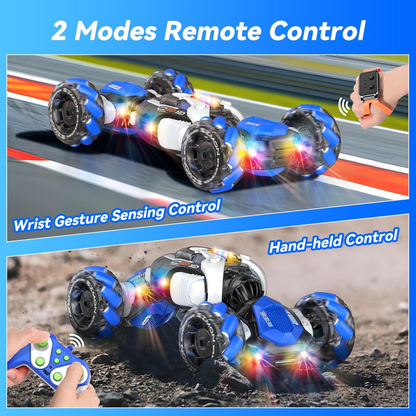 Nicella Remote Control Car, RC Toys Gifts for 6 7 8 9 10 11 12 Year Old Boys Girls - 360° Rotating 4WD Gesture Sensing RC Sunt Car with Lights & Music - Cool Birthday Gifts for Kids