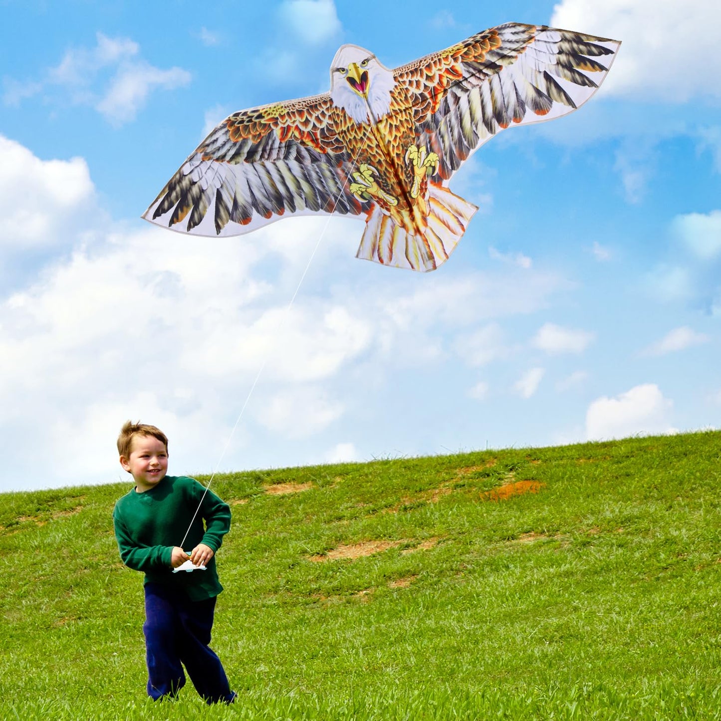 Bald Eagle Kite for Adults & Kids, Professional Durable Kites for Beginners, Outdoor Activities, Beach & Park - Easy Fly Kites Toys for Family Fun-Brown