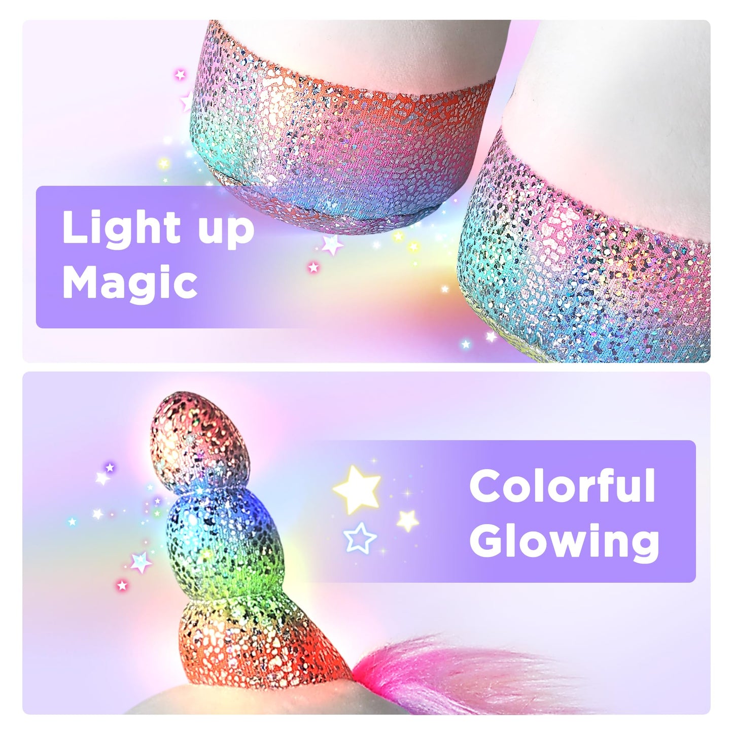 iPlay, iLearn Plush Magic Unicorn Toy W/Remote Control Fairy Magical Wand, Girl Music Unicorn Stuffed Animal W/LED Light Sound, Interactive Birthday Gift 18 24 Month Baby Toddler 2 3 4 5 6 7 Year Kid