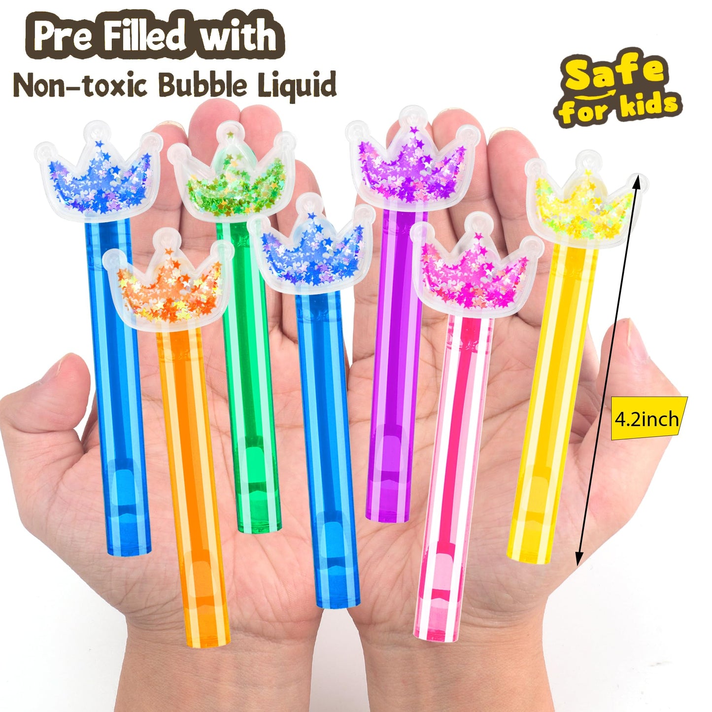 24PCS Glitter Crown Bubble Wands Toys for Kids, Princess Birthday Party Favors Supplies Decorations, Classroom Prizes, Pinata Fillers, Goodie Bag Stuffers Gifts