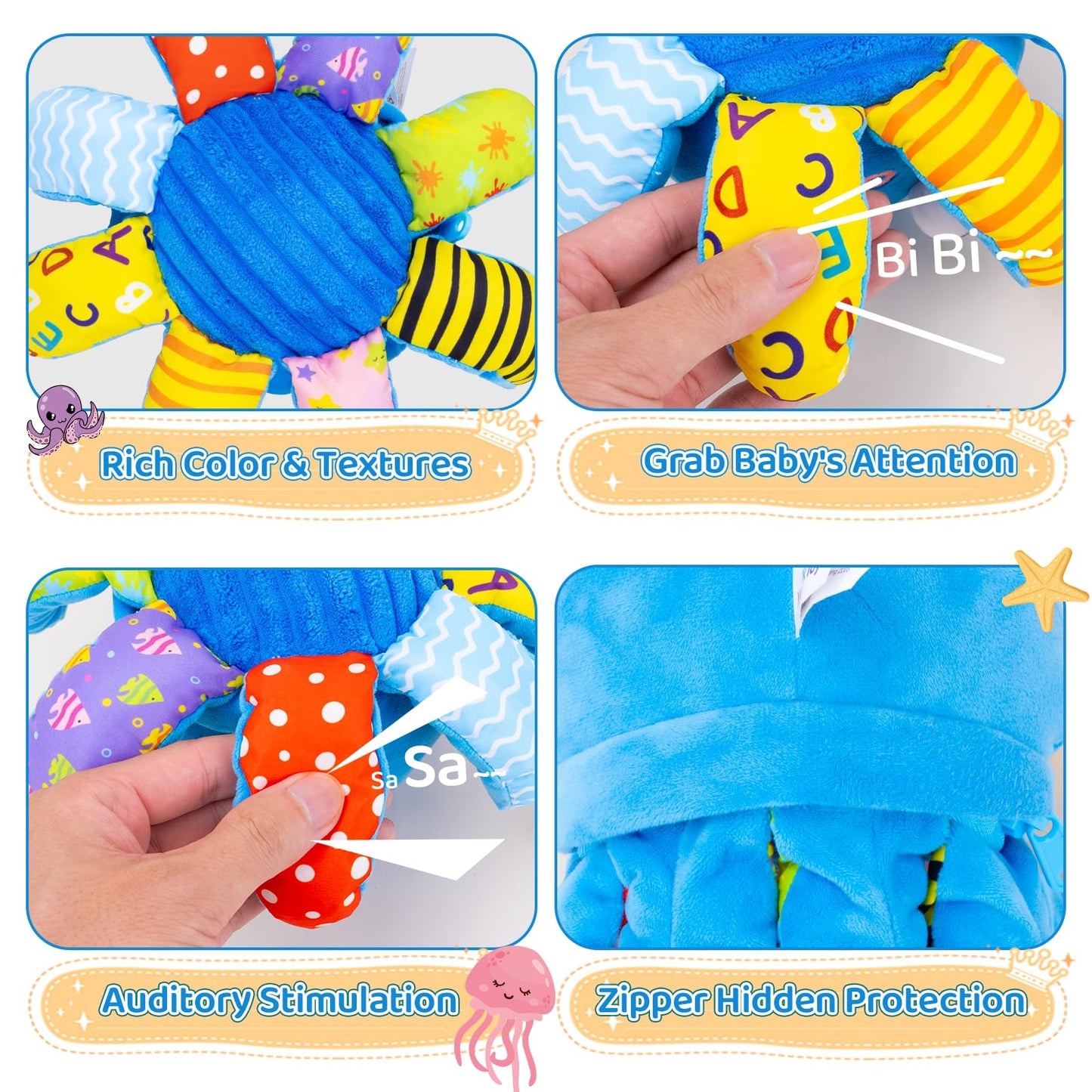 Baby Toys 6-12 Months, Musical Crawling Toys Bouncing Dancing Octopus Plush Toys 12-18 Months, 50 Songs & Recording Feature, Interactive Toddler Toys Age 1-2 Tummy Time Toys for 1 Yr Old Boys Infants