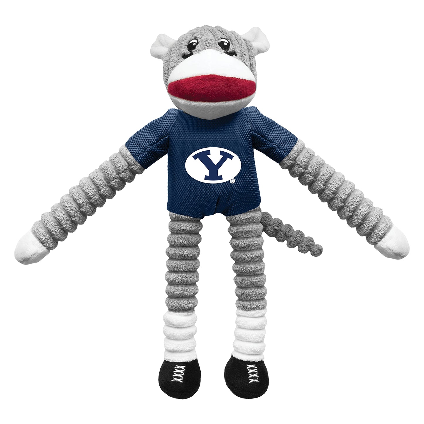 Littlearth NCAA BYU Cougars Sock Monkey and Flying Disc Pet Toy Combo Set, Team Color, One Size