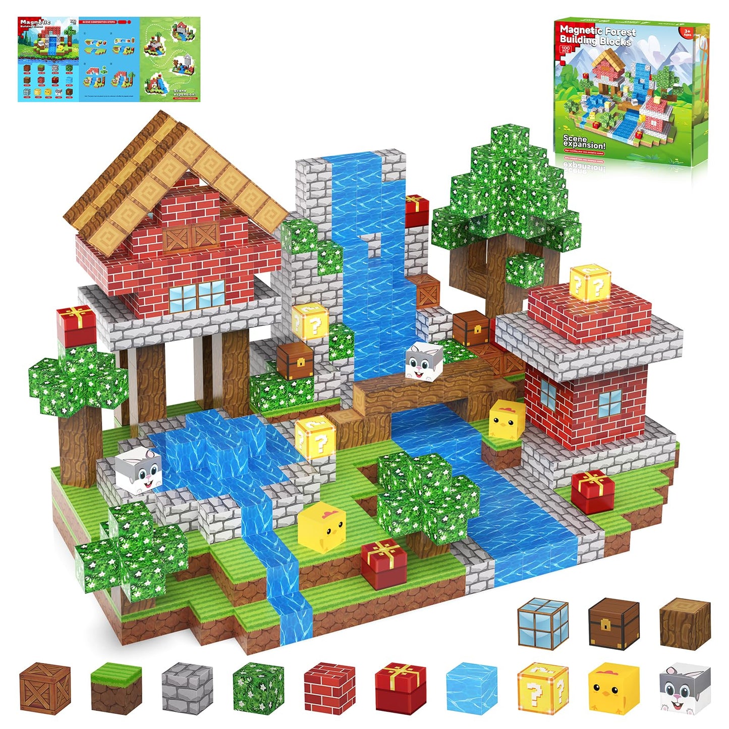 CASRRA Magnetic Blocks 100PCS Magnetic Building Blocks for Kids– Magnet Blocks Cubes Set for Boys Girls 3 4 5 6 7 8 Year Old, Magnetic Cubes Kit, STEM Magnet Building Set