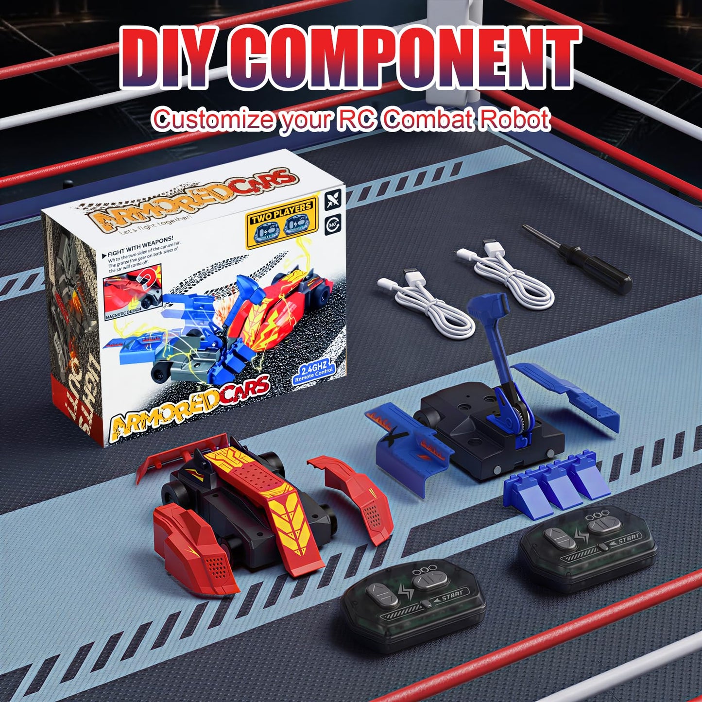 Crakrora Battle Bots Toys for Boys Ages 6-12 - Remote Control Fighting Robots for 2 Player Battle Game, Combat Robot Action Figures, STEM Toys for Kids Age 6 7 8 9 10 11 12 Year Old