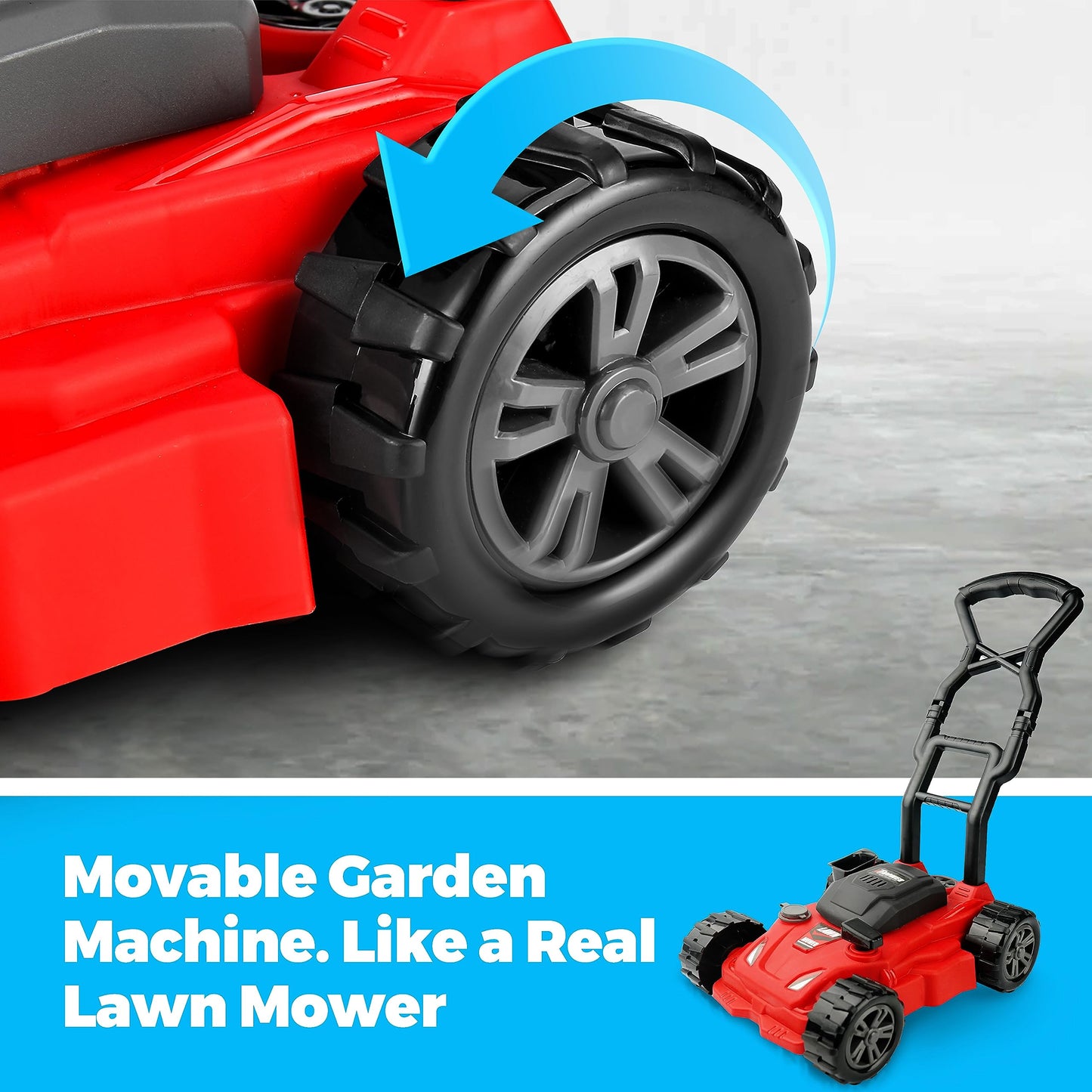 Kids Lawn Mower - Toy Choi's Pretend Play Series Toddler Lawn Mower, Indoor Outdoor Push Gardening Summer Toy Tool Set for Boys & Girls 3,4,5,6,7,8