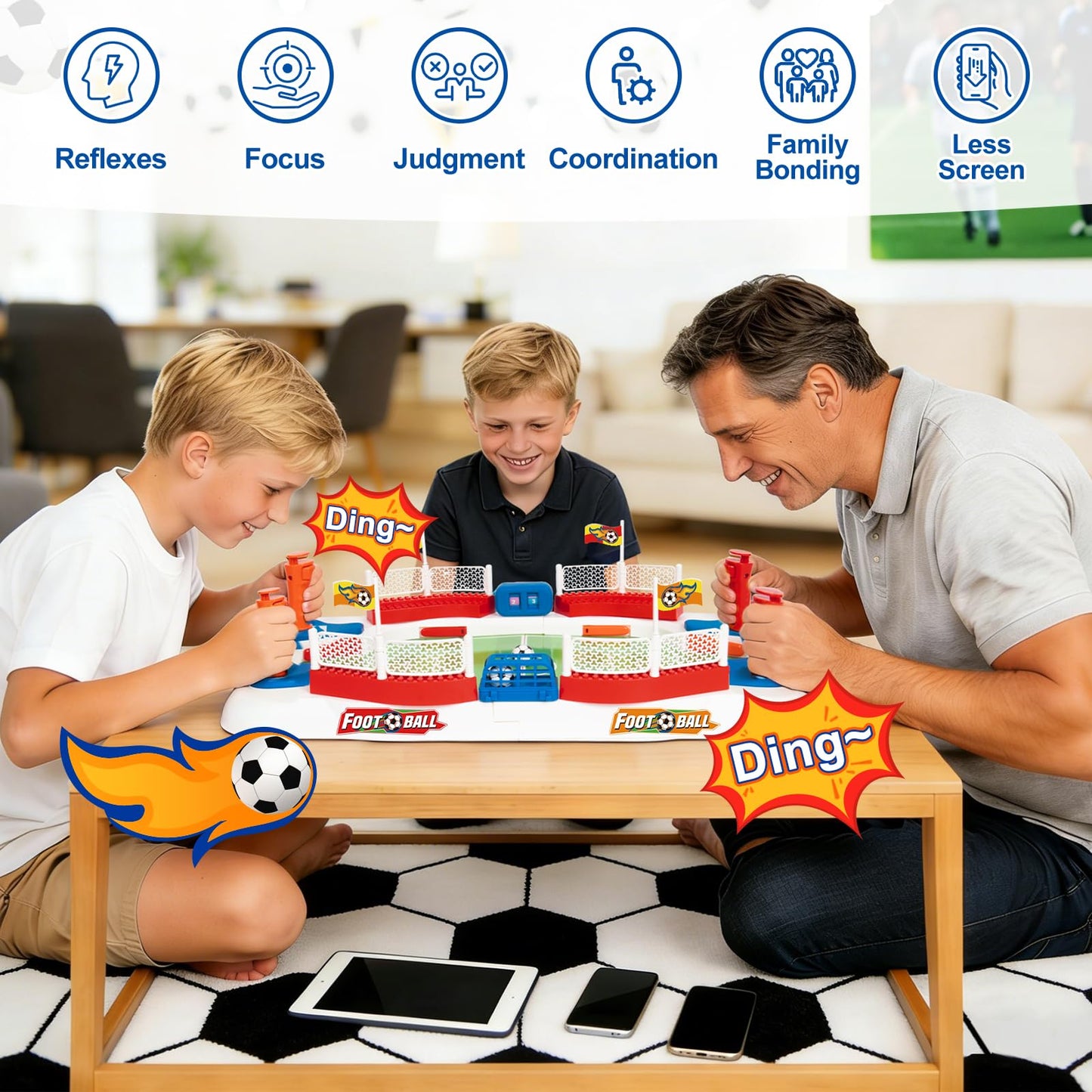 Soccer Board Game for Kids, Mini Foosball Tabletop Game Toy Interactive Pinball Soccer Toy with Score Counter & Dual Flipper, Indoor Family Tabletop Game, Birthday for Boys Girls Ages 6-12