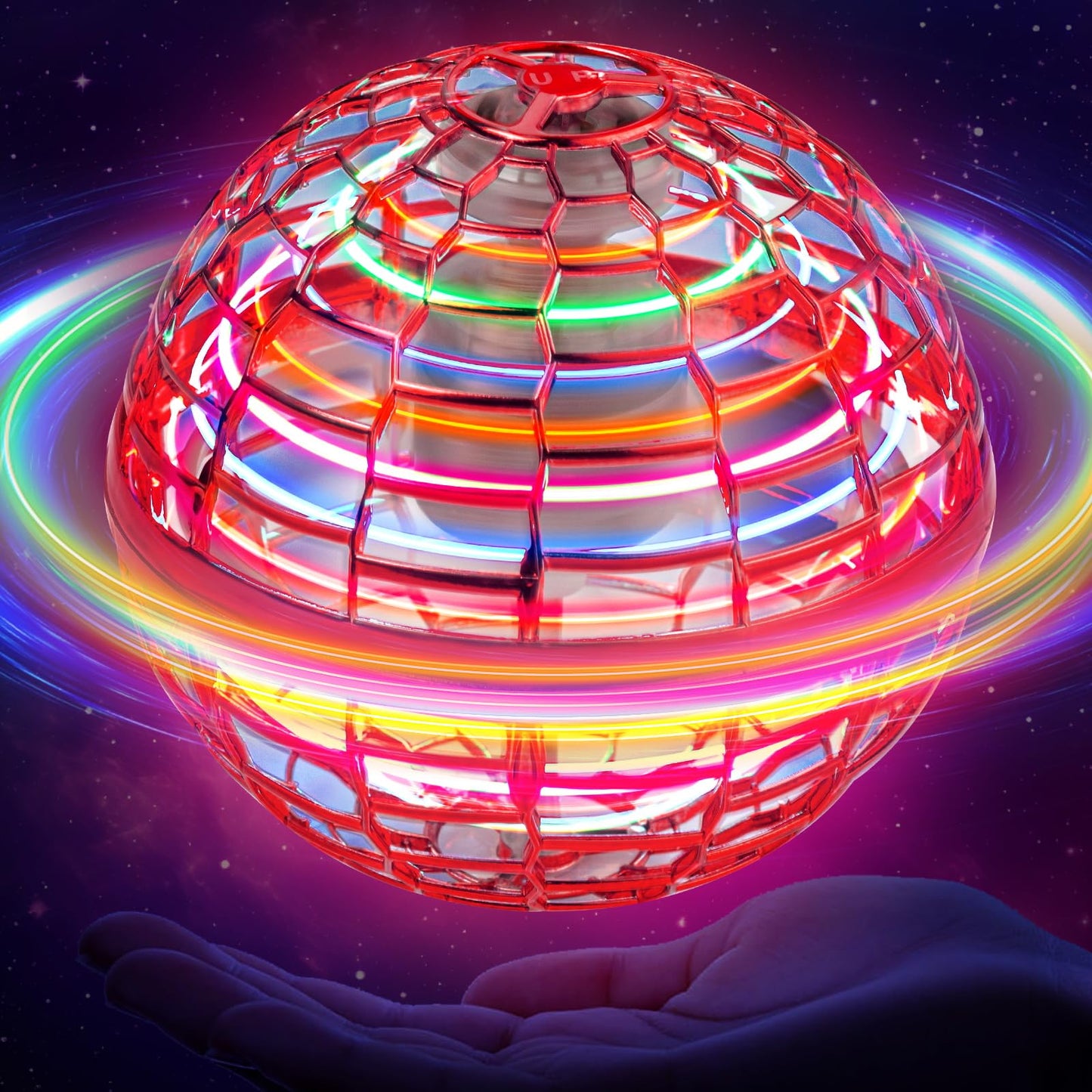 Flying Orb Toy: 2026 Upgraded Boomerang Ball, Hover Orb, Cosmic Globe Flying Spinner, Hand Controlled Mini Drone Ball, Cool Toys for 6 7 8 9 10+ Years Old Boys Girls Teens, Red