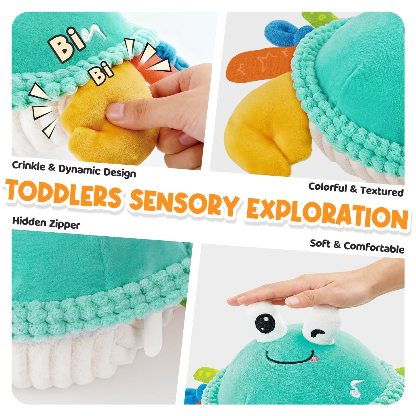 FUNZBO Baby Tummy Time Toys 12 18 Months -Musical Dancing Crawling Crab Babies Plush Toy, Interactive Infant Toys With 50 Songs & Recording Feature,Birthday Gifts for 1 2 3 Year Old Boys Girls Toddler