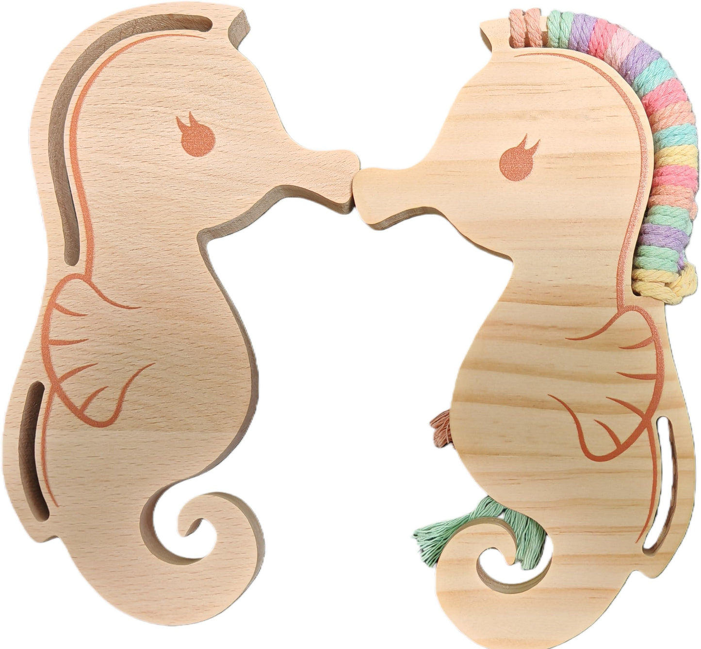 Eray Wooden Lacing Toys for Kids DIY Toy Plane Activities Car Travel Toy Montessori Educational Learning Threading Toys for Fine Motor Skills (Rainbow Seahorse)