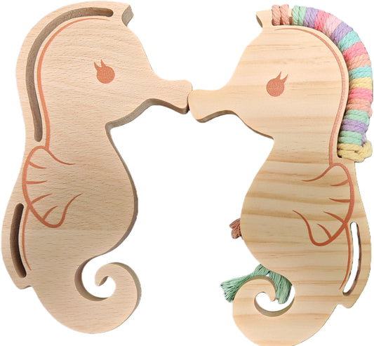 Eray Wooden Lacing Toys for Kids DIY Toy Plane Activities Car Travel Toy Montessori Educational Learning Threading Toys for Fine Motor Skills (Rainbow Seahorse)