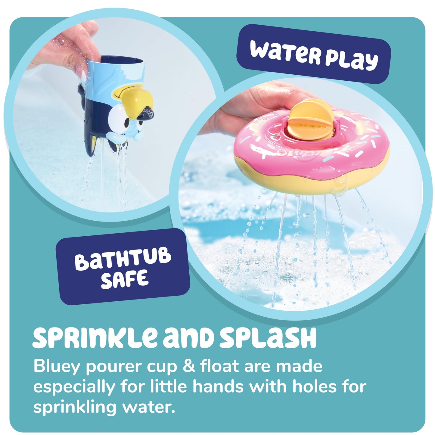 Tomy Toomies Bluey Bath Toys with Pourer and Water Wheel - Sensory Water Toys - Officially Licensed - 18+ Months