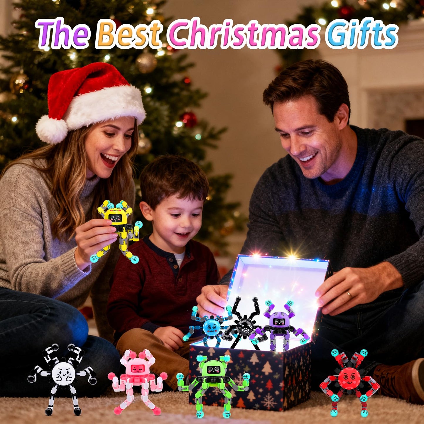 ASIOWELY Transformable Fidget Spinner Toys for Kids and Adults,4 Pcs Sensory Toy for Boys Girl ADHD Stress Relief Toys,Fingertip Gyros Travel Toy Party Favors for Teens Birthdays Gifts Easter Present