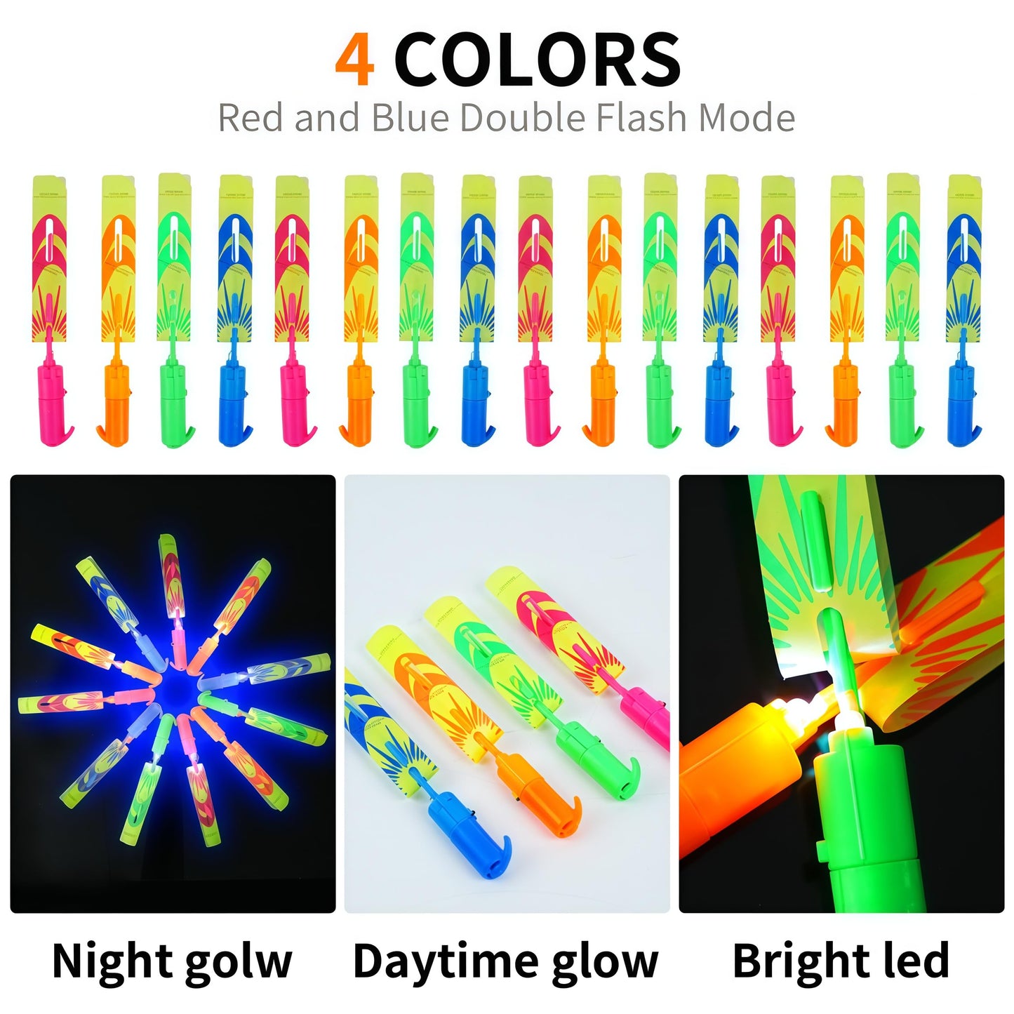 OceanWings LED Flying Set with Whistle,100 Slingshot+100 Glow Helicopter, Flying Toy Outdoor Toy Glow in The Dark Party Supplies Party Favors Bulk for Kids 8-12,4-8 Outdoor Camping Game