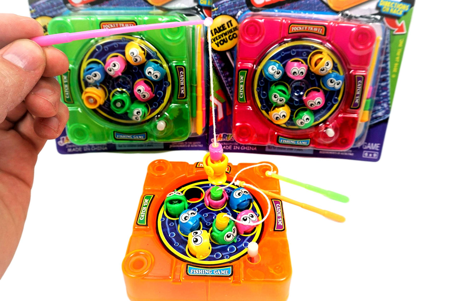 JA-RU Pocket Travel Magnetic Fishing Game (6 Toys) Classic Rotating Mini Family Board Games for Kids. Preschool Educational Games. Travel Car Games. Bulk Party Favors Birthday Gifts. 3205-6p