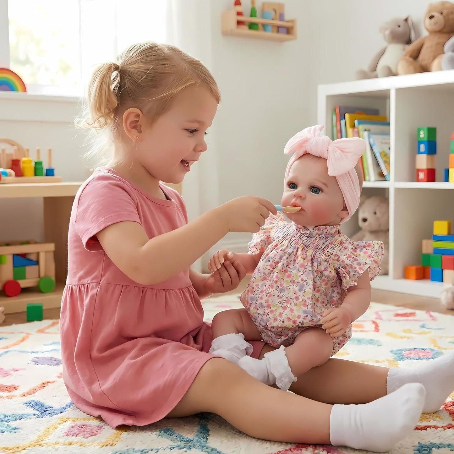 FOCKOF Realistic Reborn Baby Dolls - 18 Inch Real Life Baby Doll Girl Lifelike with Accessories for 3+ Years Old (Pink)