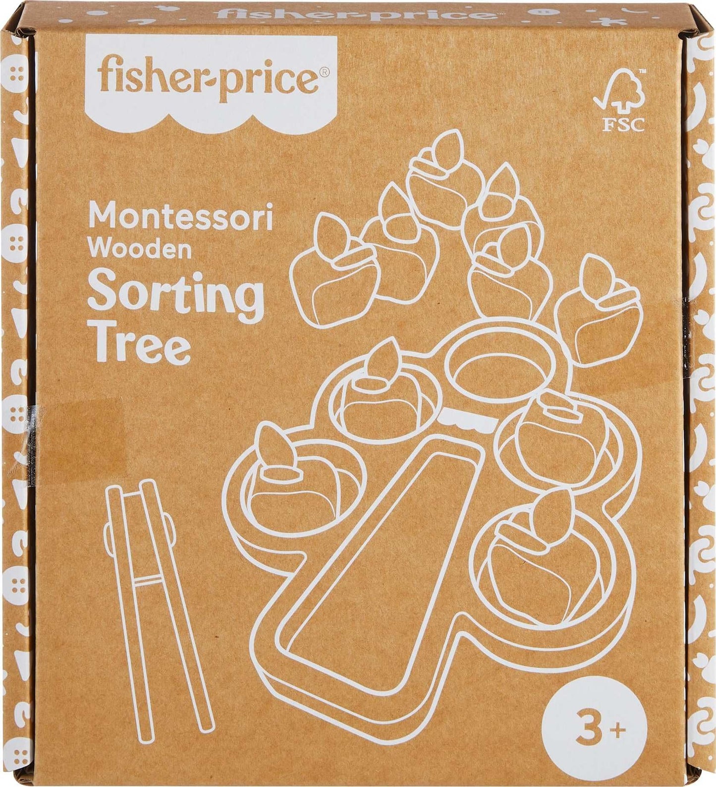 Fisher-Price Wood Montessori Toy Sorting Tree, American Montessori Society Seal of Excellence, Wooden Learning Activity Puzzle & Expert Play Tips for Preschool Kids Ages 3+ Years