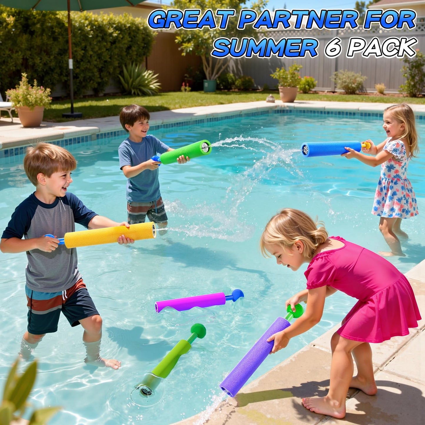 ZDRKWSM 6 Pack Water Guns for Kids Adults, Squirt Guns Water Toys for Boys Girls Ages 4-8, Ideal Toys for Kids Summer Outdoor Swimming Pool Games Beach Water Gun