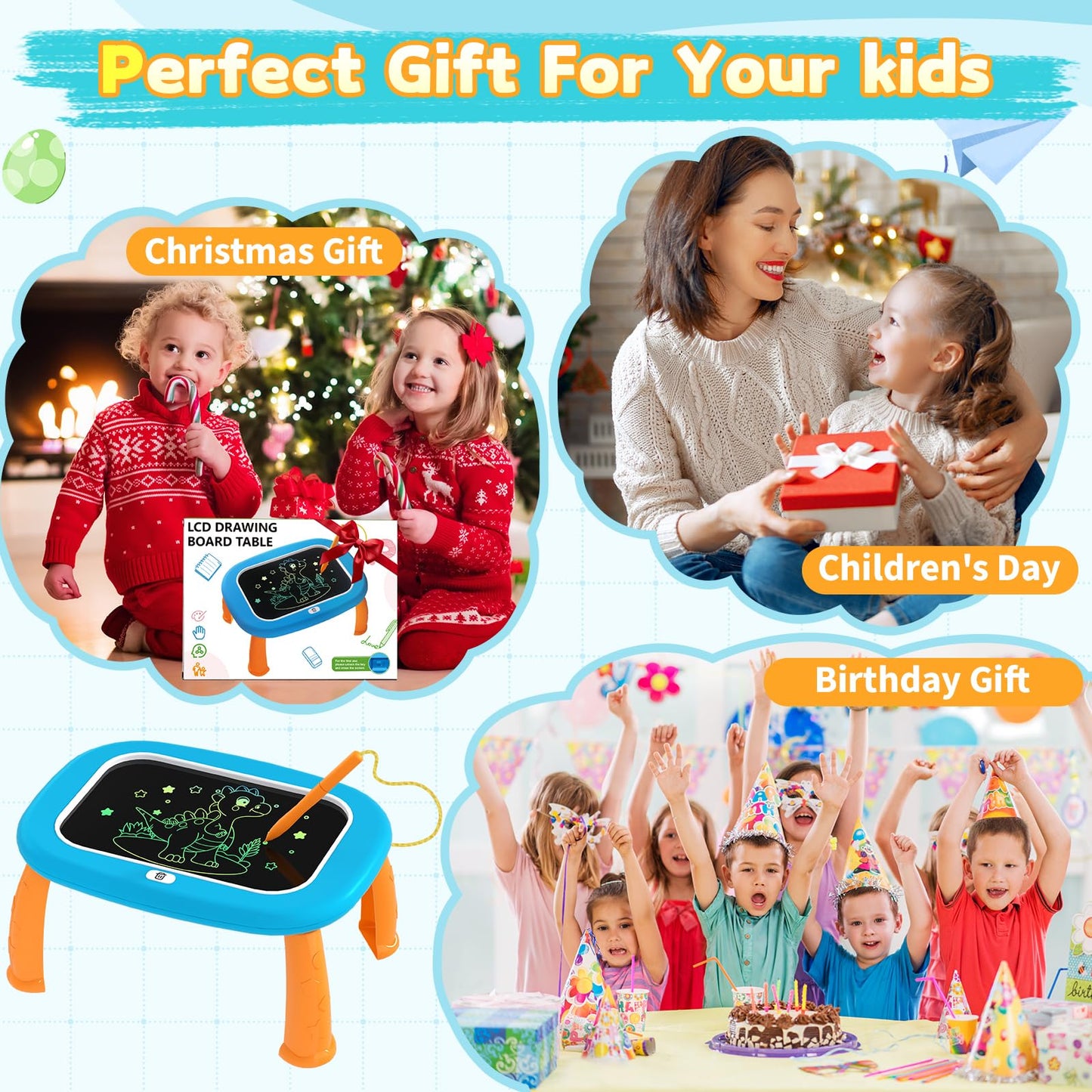 LCD Writing Tablet for Kids 1 2 3 4 5 Year Old - Toddler Drawing Tablet, Drawing Pad & Color Doodle Board Toy, Perfect Birthday & Christmas Gift Toy for 2-3 Year Old Boys and Girls(Blue)