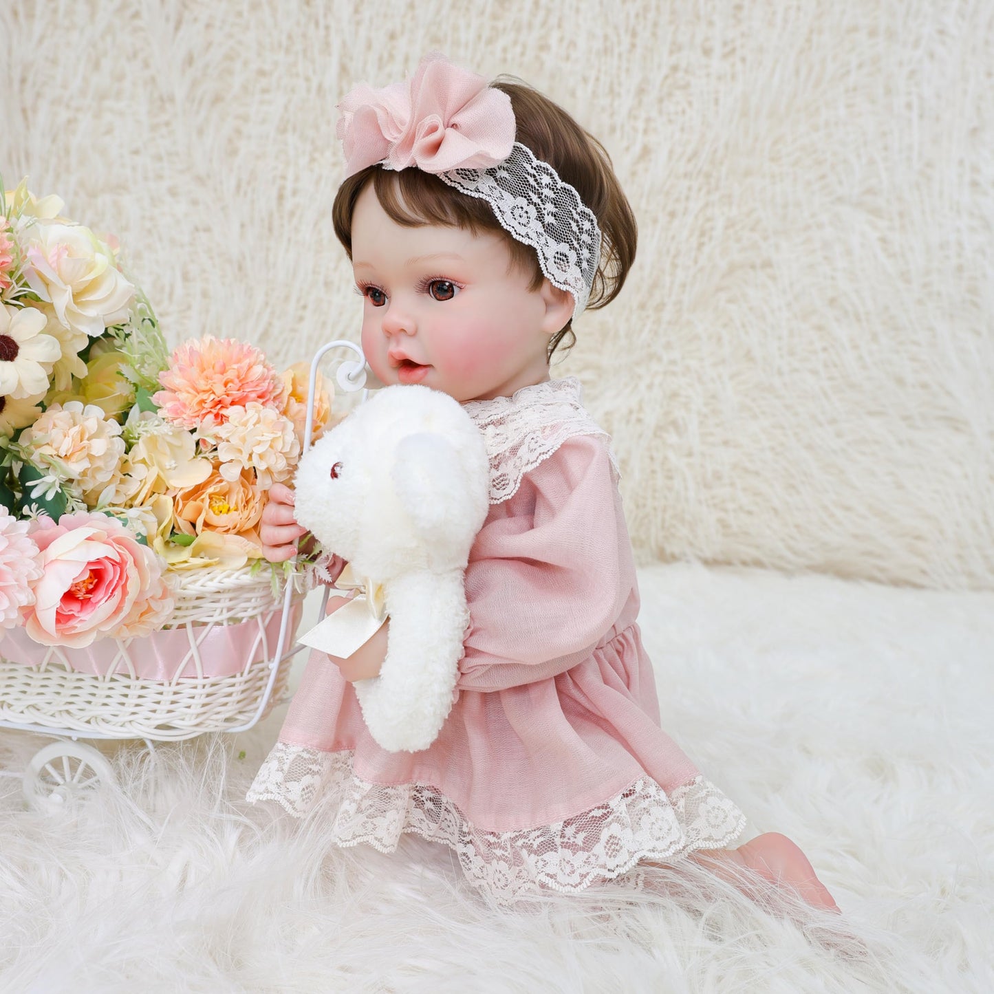 Cloveray 20inch Large Realistic Reborn Baby Doll Hand-Rooted Hair Lifelike Baby Dolls with Accessories for 3+ Year Old Girls Gifts, Pretend Play, Collection