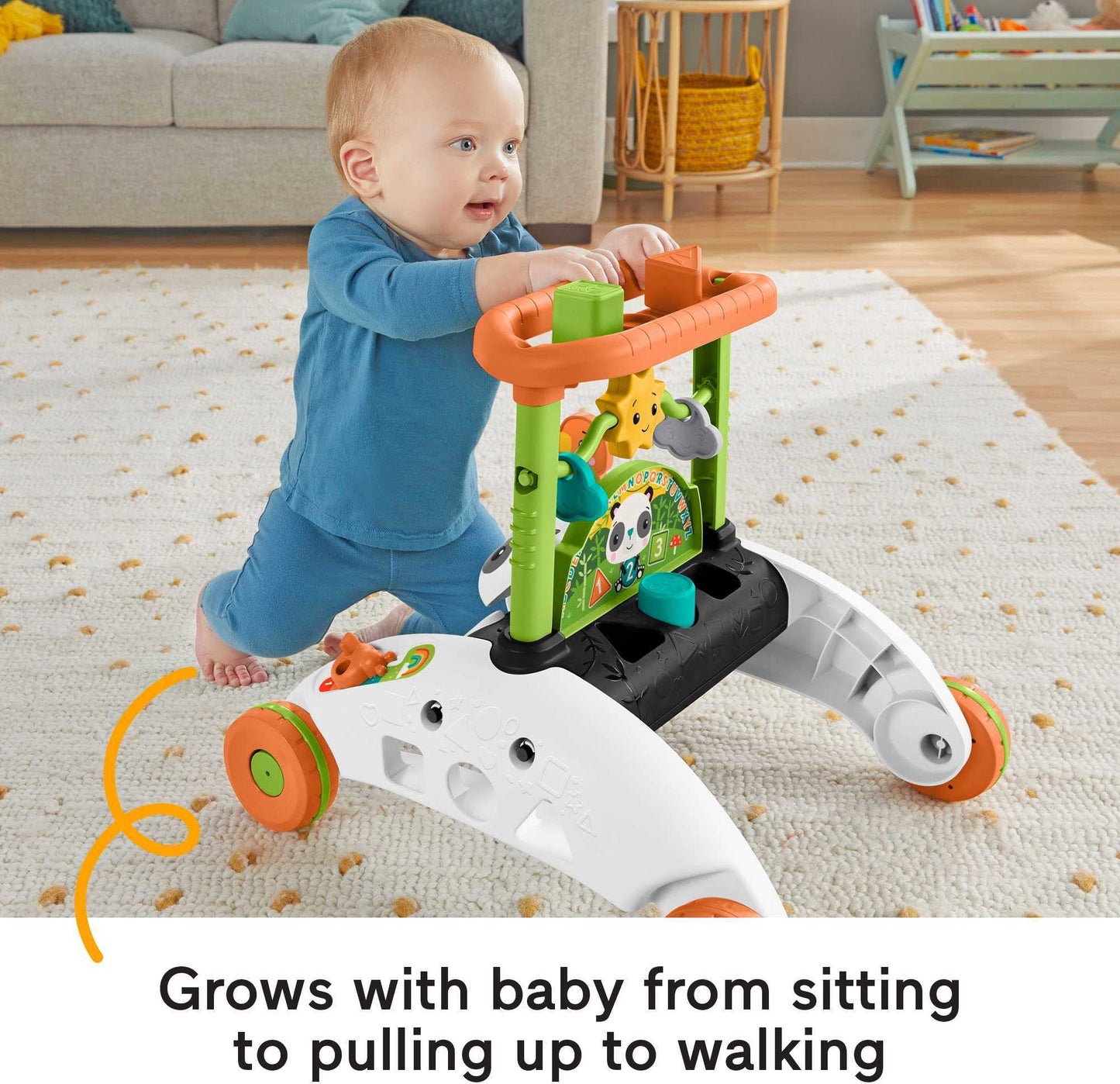 Fisher-Price 2-Sided Steady Speed Panda Walker, Interactive Baby Walking Toy with Activities and Learning Songs (Amazon Exclusive)