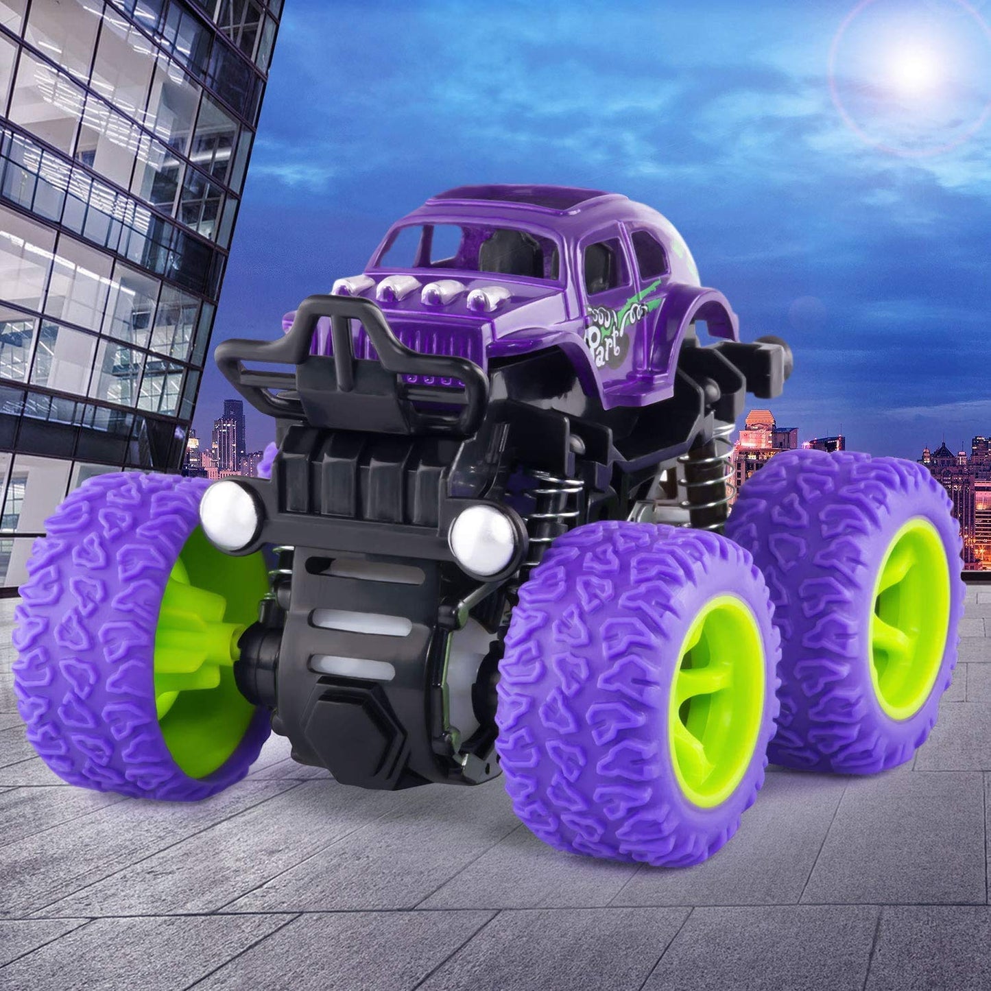 ANAOER 4 Pack Monster Trucks Toys for Boys 2 3 4 5 6 Year Old, Friction Powered Pull Back Car Toys for Toddlers Kids Ages 2-3-5-7, Best Birthday Christmas Party Gift for Boys and Toddlers