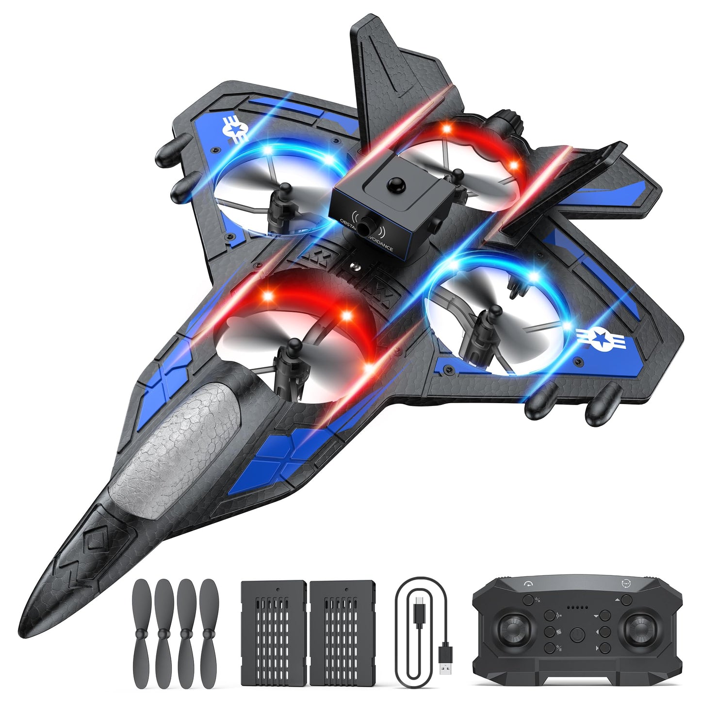TUEESN RC Plane - 2.4GHz Remote Control Airplane with LED Lights, 360° Stunts & 6-Axis Gyro | Crash-Proof Foam Design | 40 Min Flight | Best Gift for Kids (Beginner Friendly)