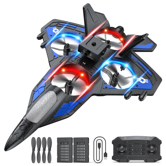 TUEESN RC Plane - 2.4GHz Remote Control Airplane with LED Lights, 360° Stunts & 6-Axis Gyro | Crash-Proof Foam Design | 40 Min Flight | Best Gift for Kids (Beginner Friendly)
