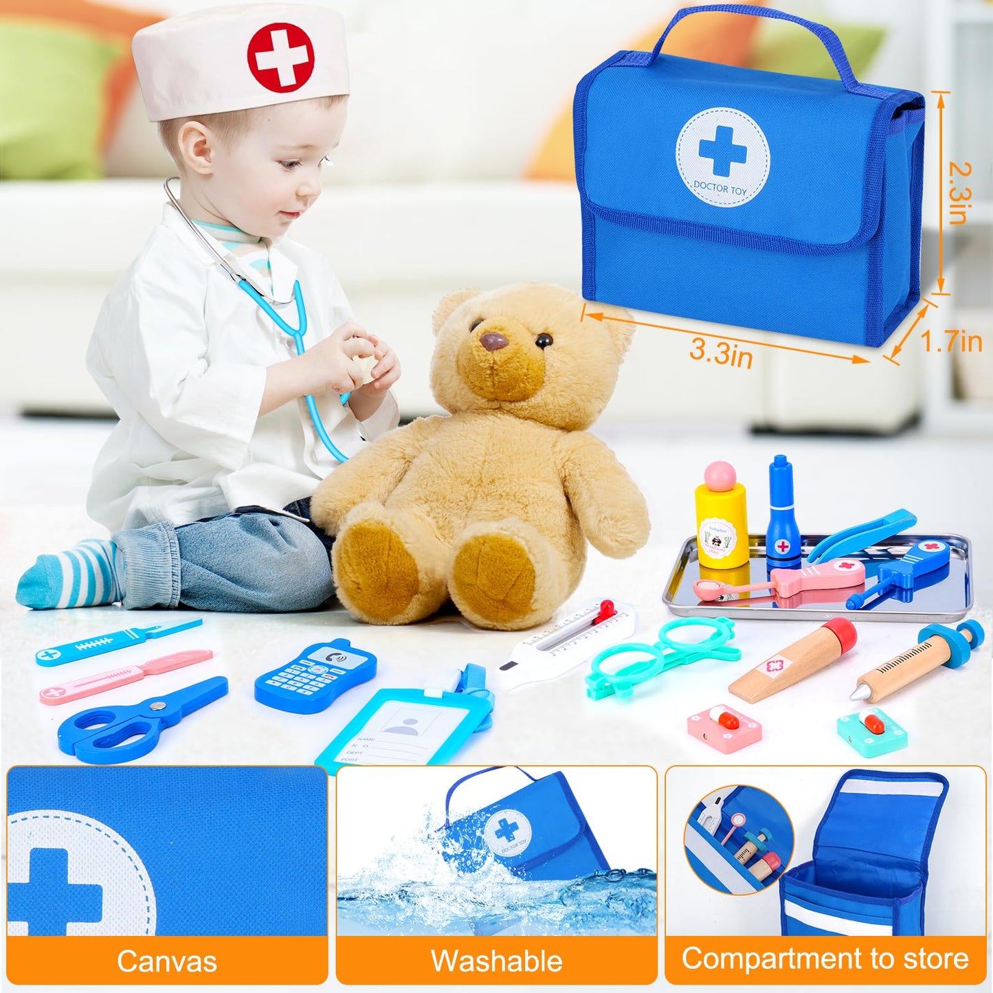 BGdoyz Doctor Kit for Toddlers 3-5, Doctor Kit for Kids with Medical Storage Bag & Real Stethoscope, Doctor Costume for Pretend Play, Birthday Gift for Girls Boys