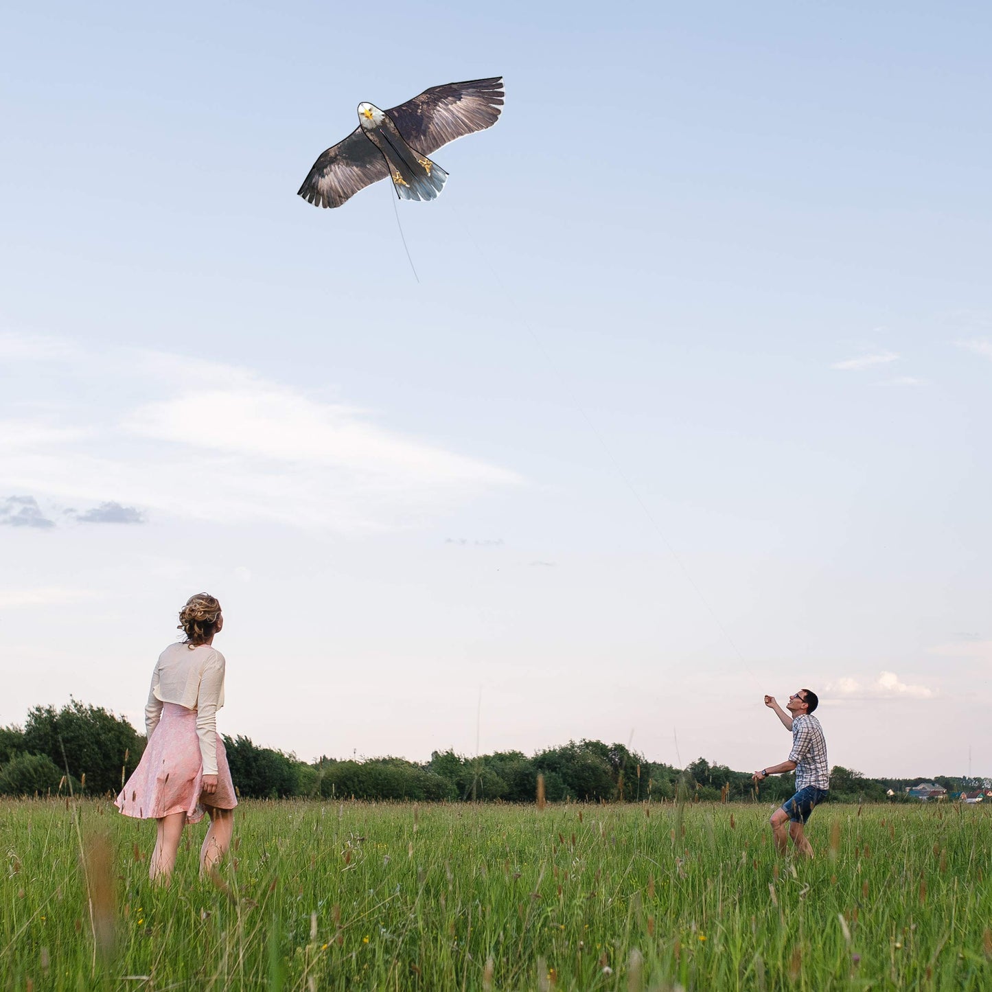 JEKOSEN Bald Eagle Huge Kite for Kids and Adults Single Line String Easy to Fly for Beach Trip Park Family Outdoor Games and Activities