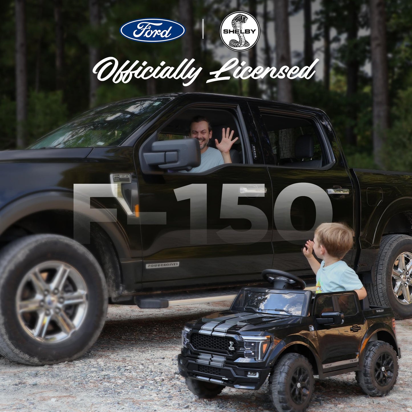 Hikiddo Licensed Ford Shelby F-150 24V Kids Ride on Toy, Electric Car for Kids with Remote Control, 400W Motors - Black