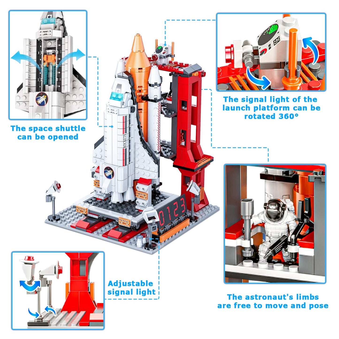 Space Exploration Shuttle Toys for 6 7 8 9 10 11 12 Year Old Kids, Girls, Boys, 12-in-1 STEM Projects Rocket Building Toy Kit with 3 Astronauts, Airplane Rocket Set, Gift idea for Ages 6 +, 885 Pcs